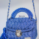Glittery Royal Blue Crochet Bag - MIDI affair