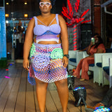 Lilac Floral dreams set (Floral skirt and Cage bra top)