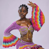 Indigo dreams: 'Damilola' beaded crochet set (Top and Skort only)