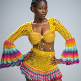 Butterscotch 'Damilola' beaded crochet set (Top and Skort only)