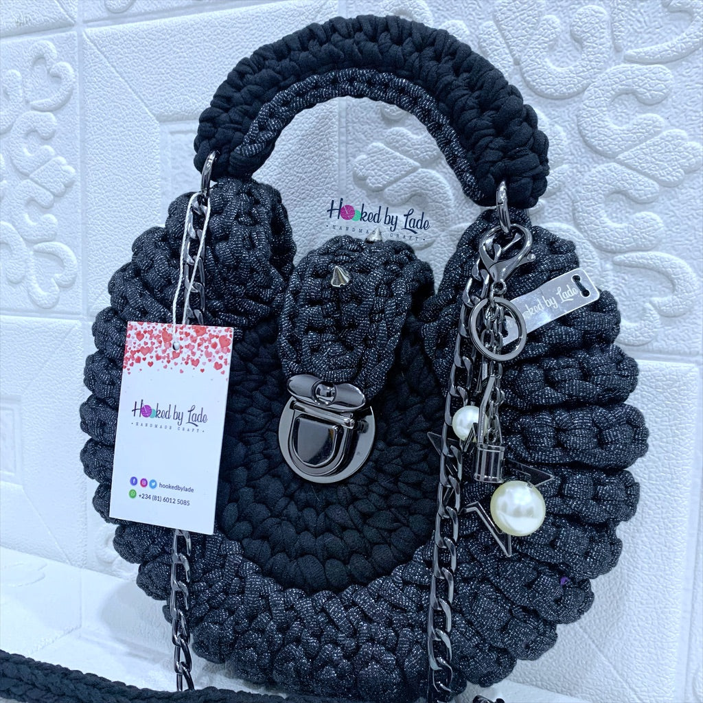 Glitter Black Crochet Bag | Cute Crochet Bag | Hooked by Lade