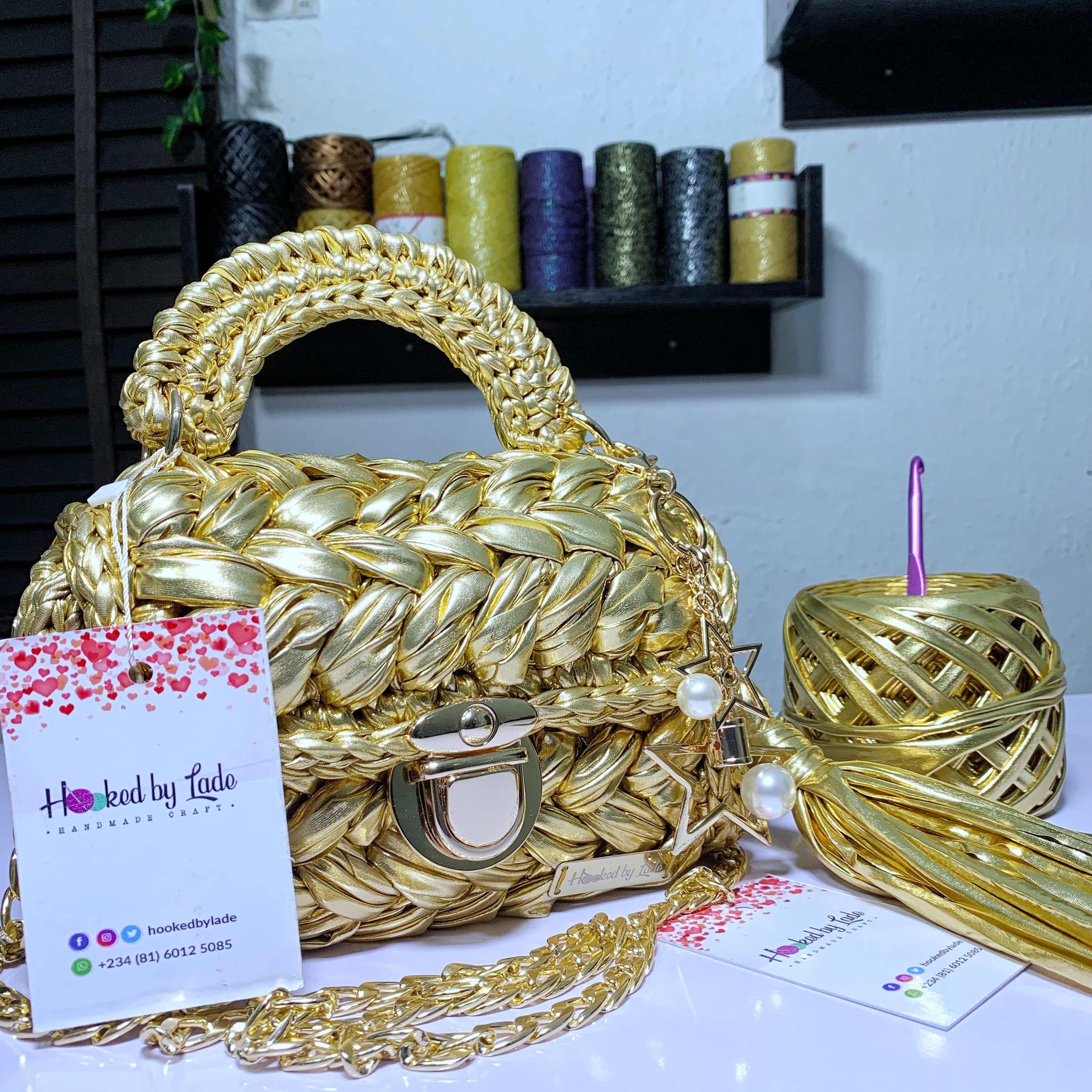 Metallic Crochet Bag | Leather Crochet Bag | Hooked by Lade