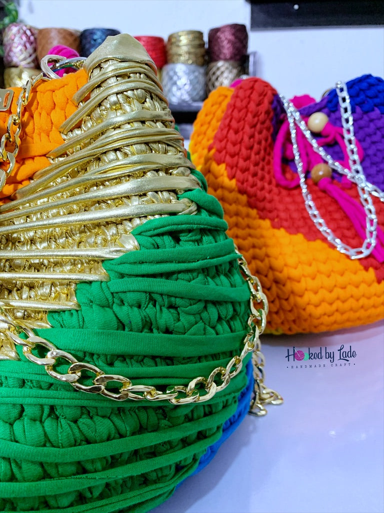 Crochet Bucket Bag | Multicolor Bucket Bag | Hooked by Lade