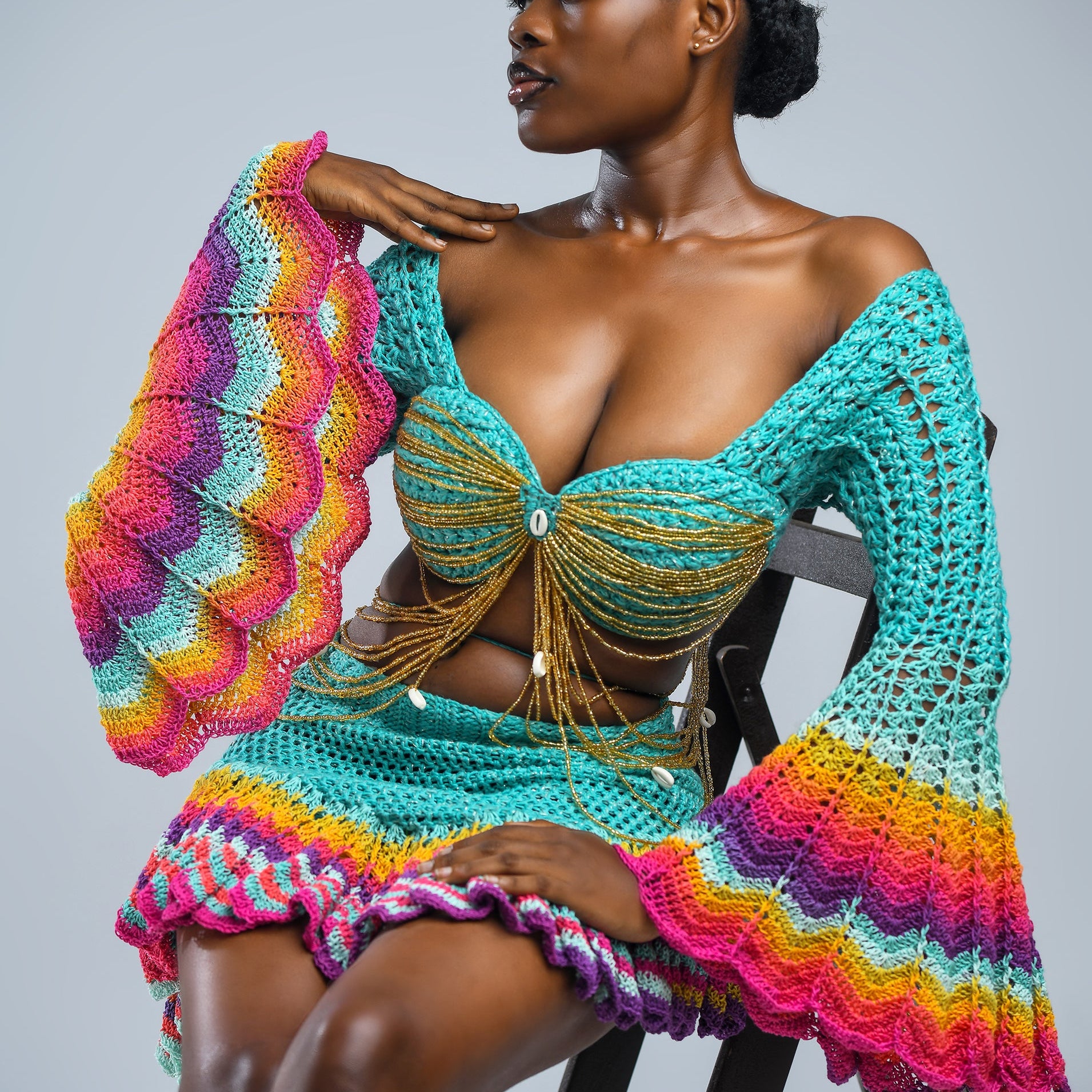 Hookedbylade Hot Pink and Rainbow bag