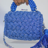 Glittery Royal Blue Crochet Bag - MIDI affair