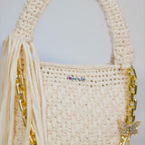 ‘Lade’ tote crochet bag in Off-white (Medium)