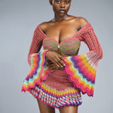 Rusty 'Damilola' beaded crochet set  (Top and Skort only)