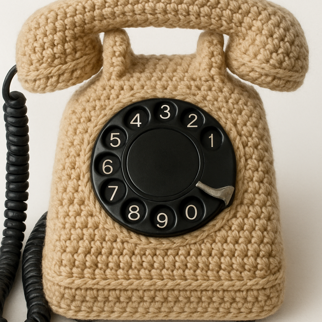 Crotchet telephone model on a white background