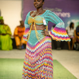 MAXI Peacock 'Damilola' beaded crochet set  (Top and Skort only) (Copy)