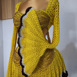 'Damilola' beaded crochet set in Sunshine Yellow (Top and Skort only)