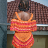 Orange ‘Damilola’ coldshoulder combo set (Comes with a Mini vine bag)
