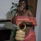 Brown Sugar ‘Damilola’ coldshoulder combo set (Comes with a Mini vine bag)