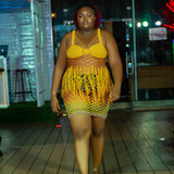 Mustard Meshy-fringe mini