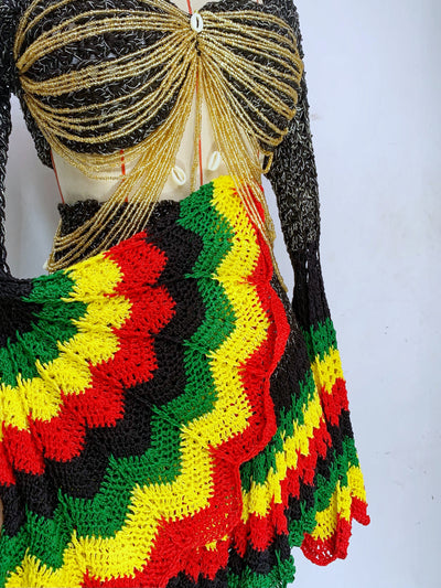 Jamaican 'Damilola' beaded crochet set  (Top and Skort only) (Copy)