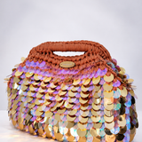 Neutral gold Sequin clutch (Midi size)