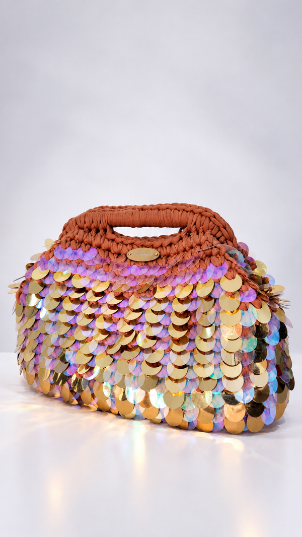 Neutral gold Sequin clutch (Midi size)