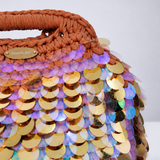 Neutral gold Sequin clutch (Midi size)