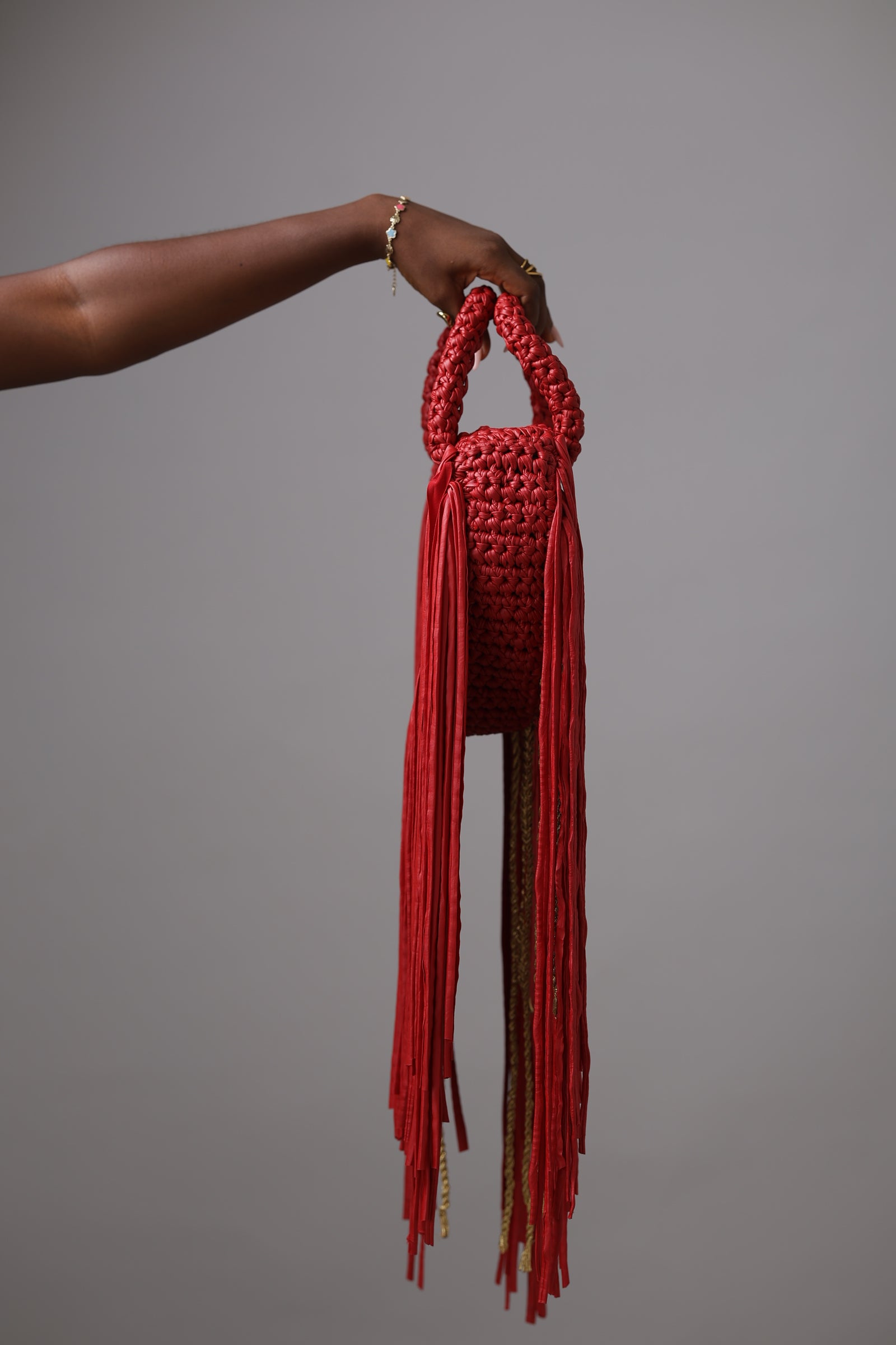 Webbed love handbag (pepper red and Gold) – Hooked by Lade