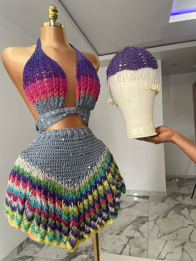 ‘Damilola’ set - Sleeveless alter Silver (Top + Skort only)