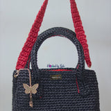 ‘Posi’ tote Crochet Bag in Black and Red highlight (medium)