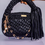 ‘Lade’ tote midi crochet bag in Black