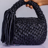 ‘Lade’ tote midi crochet bag in Black