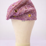 Crochet fìlà headpiece - Àdìre Wine (Embellished with golden eyelets)