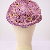 Crochet fìlà headpiece - Àdìre Wine (Embellished with golden eyelets)