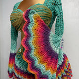 Aqua 'Damilola' beaded crochet set  (Top and Skort only)