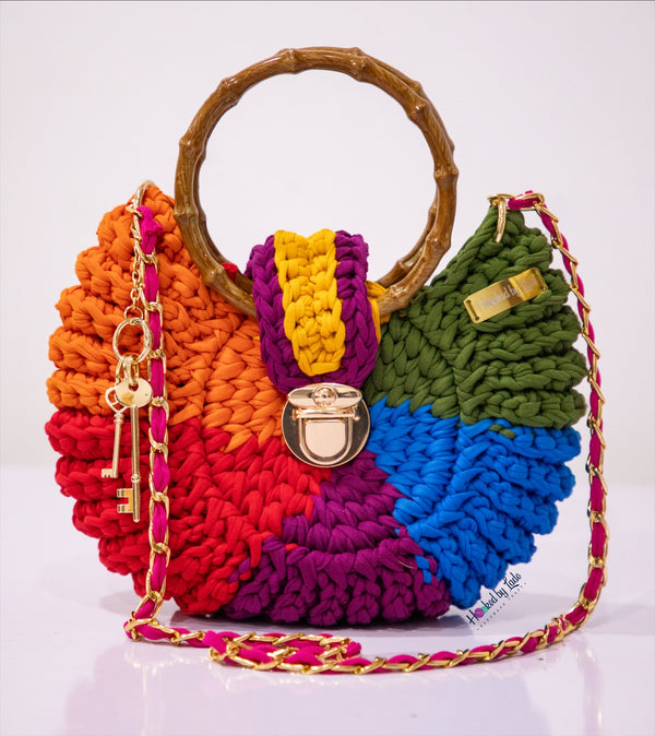 "Fola" rainbow bag (bamboo handle)