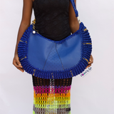 ‘Chidi’ Travel bag in Jean blue leather and Golden streaks