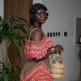 Brown Sugar ‘Damilola’ coldshoulder combo set (Comes with a Mini vine bag)