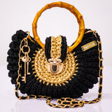 "Fola" black and gold bag (bamboo handle)