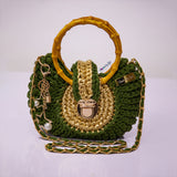 "Fola" Army green bag (bamboo handle)
