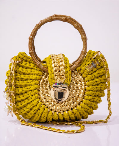 "Fola" lime green and golden mix (bamboo handle) (Copy)