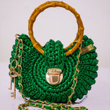 "Fola"metallic green bag (bamboo handle)