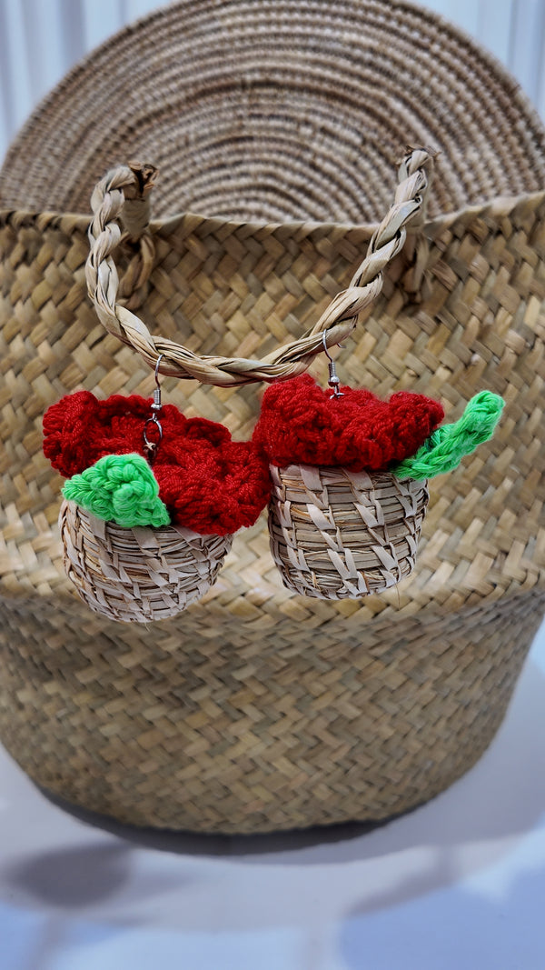 Ladùn flowerpot earrings - Pepper Red