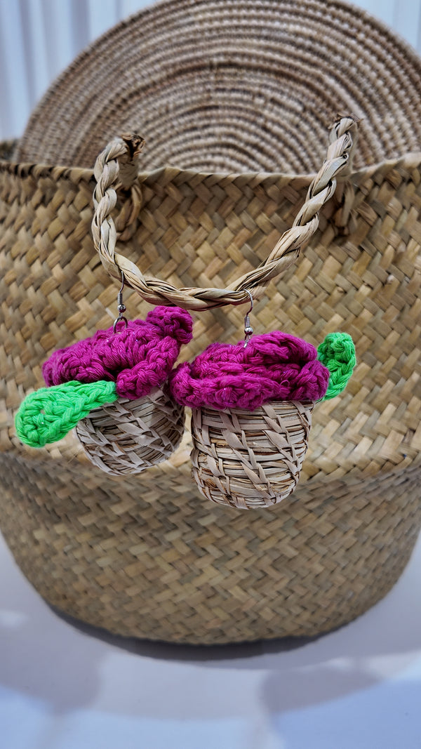 Ladùn flowerpot earrings - Hot pink