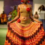 Rose infused 'Damilola' Maxi set with a crop top (Fall colors)