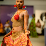 Rose infused 'Damilola' Maxi set with a crop top (Fall colors)