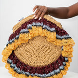 Abèbè Ruffle bloom (Raffia + Aso Oke themed colors) Large