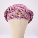 Crochet fìlà headpiece - Àdìre Wine (Embellished with golden eyelets)