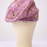 Crochet fìlà headpiece - Àdìre Wine (Embellished with golden eyelets)