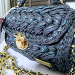 Snake Print Crochet Bag | Blue Crochet Bag | Hooked by Lade