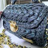 Snake Print Crochet Bag | Blue Crochet Bag | Hooked by Lade