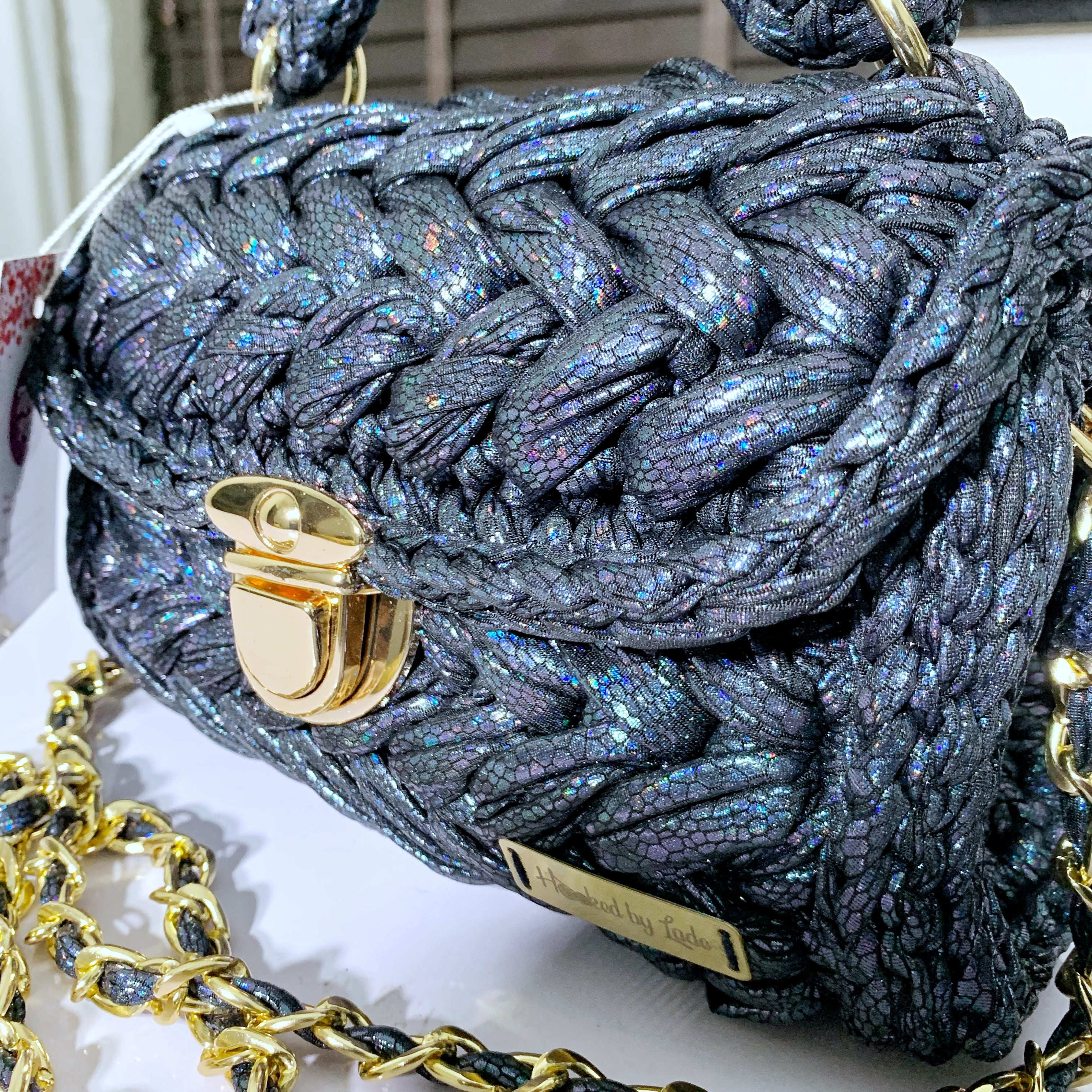 Snake Print Crochet Bag | Blue Crochet Bag | Hooked by Lade