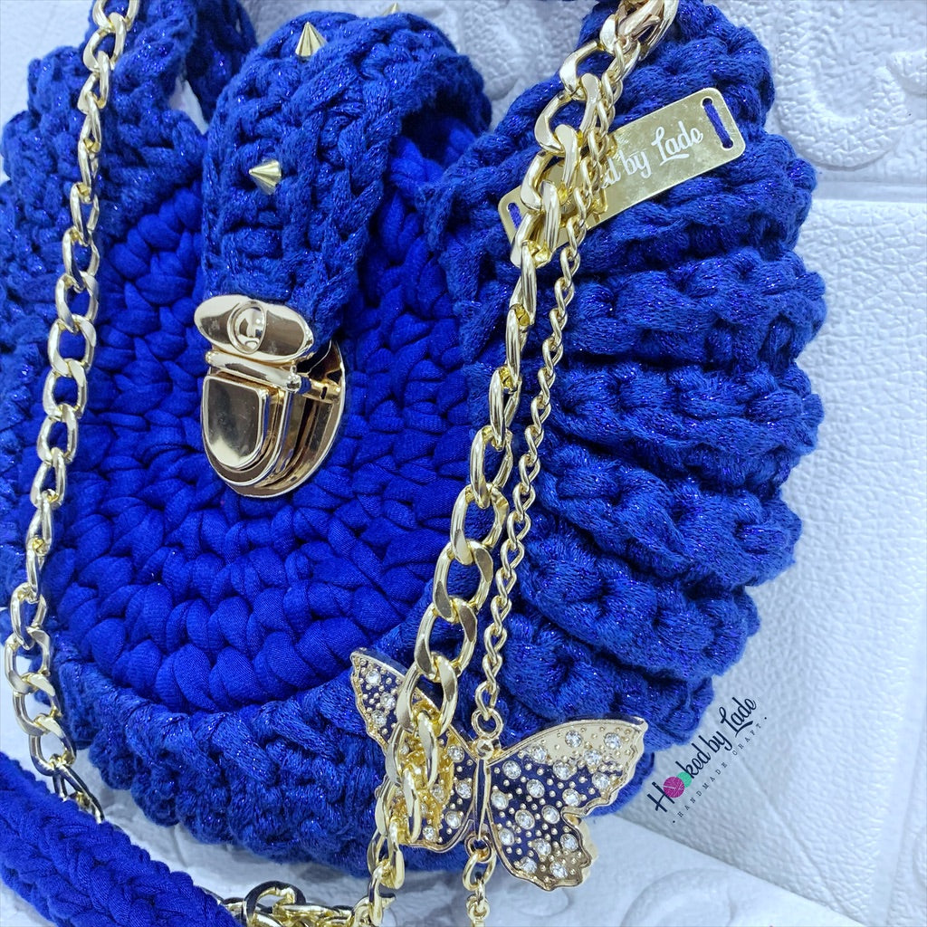 Blue Crochet Bag | Blue Crochet Purse | Hooked by Lade