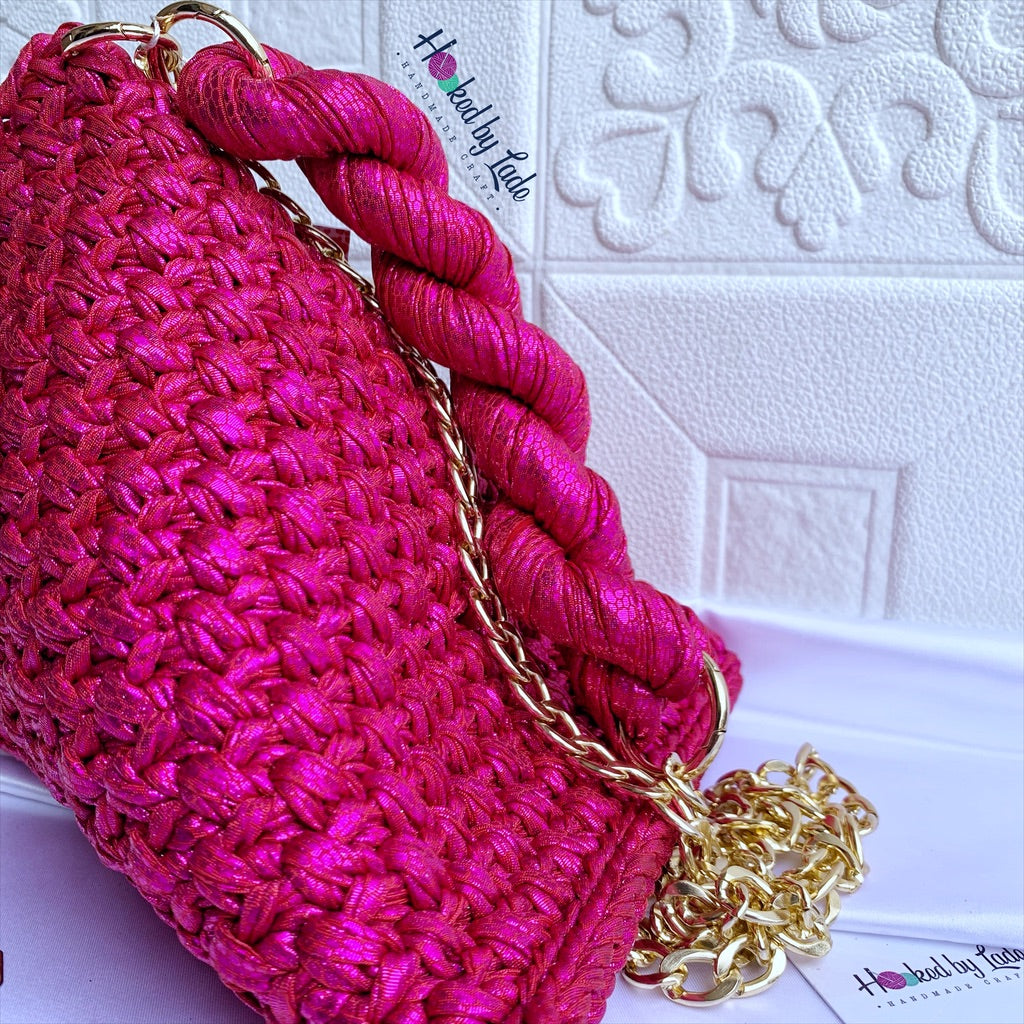 Pyramid Crochet Bag | Pink Crochet Bag | Hooked by Lade