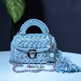 Shimmering ‘Tiffany Blue’ Crochet Bag